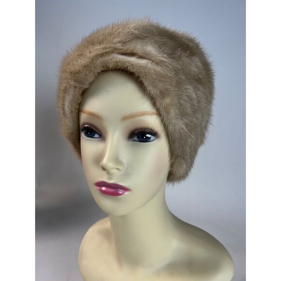 Vintage Lee Bury Dallas Beige Mink Fur Hat - Picture 3 of 16